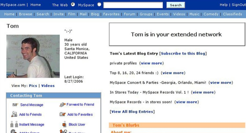 MySpace Old Page